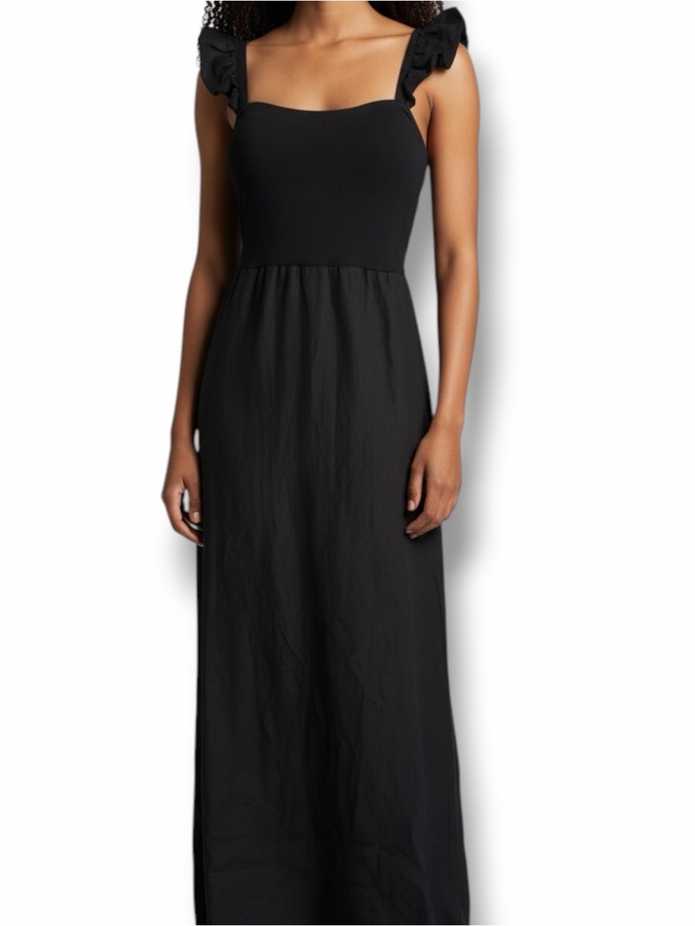Melissa Nepton Misa Linen Ruffle Strap Dress Black Size Small